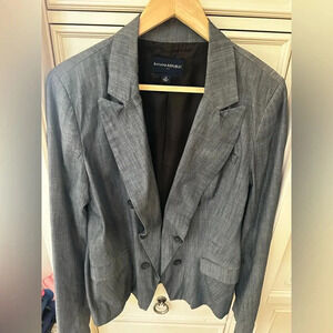 Banana Republic Women's Gray Collared Double Breasted Blazer Coat Jacket Size 14